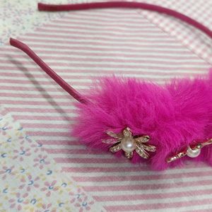 Pink Fur Hair Band For Baby Girl And Girls