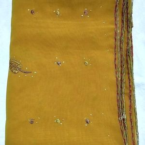 Mustard Saree With Lace