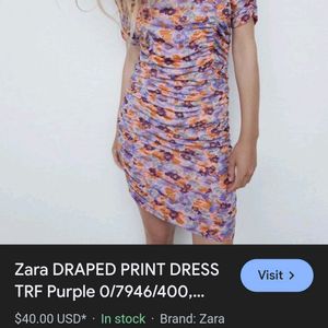 Zara Floral Ruched Bodycon Dress