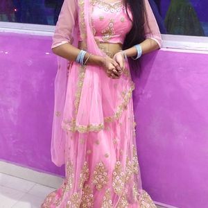 Women's Pink Embroided Lehenga Choli