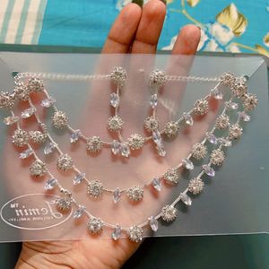 Premium Quality AD Stone Necklace With Earrings