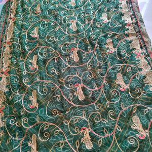 Zari Work On Bandhej Chiffon Saree