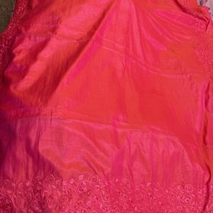 New Double Shaded Pink Saree With Cut Works