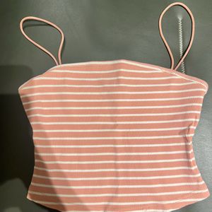 Pink & White Stripes Crop Top