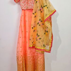 Lehenga Choli - Coral And Beige