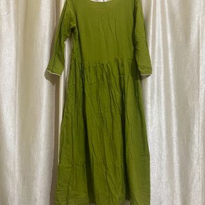 Olive Green Flared Kurta❤️