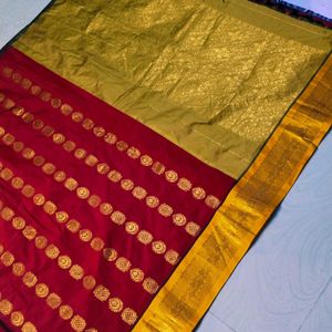 Red Colour Banarasi Silk Gadwal Design Saree