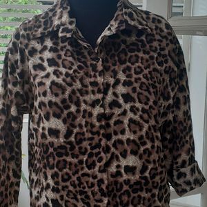 Animal print shirt dress