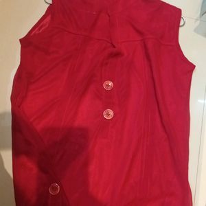 Pintex Sleeveless Red Top