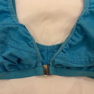 Front Open Sky Blue Bra