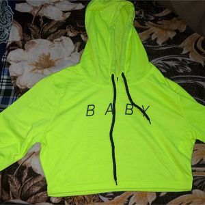 Neon Green Crop Hoodie