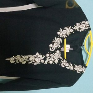 Black Kurti with White Design