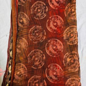 Brown Saree With Glittery Border