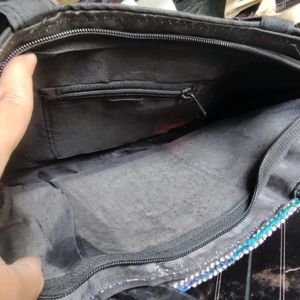 Black Handbag With Embroidery