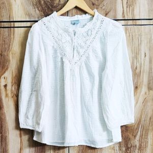 White Embroidery Work Top Size-40-42