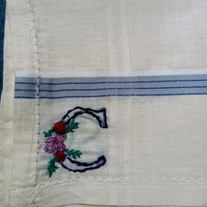 Customized Initial Embroidery On Handkerchief