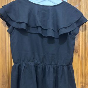 V-neck Peplum Top with Tiered Flounce Sleeves