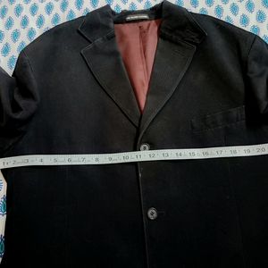 Fine Tailor Fully Stitched Men Black Blazer