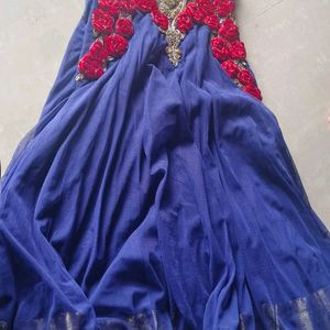 Royal Blue Embellished Gown for Kid Girls