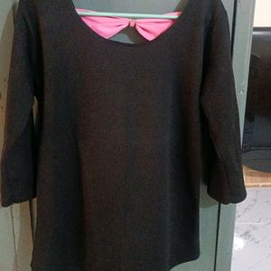 Black Pink Bow Top