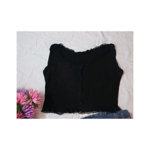 Crop Front Button Top