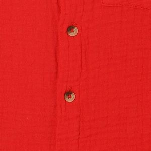 Red Crinkled Cotton Shirt For Kids Boys