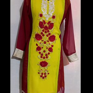 Xl Size Like New Georgette Embroidered Kurti