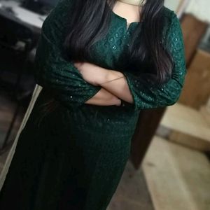 Green Chikankar women kurti Medium Size