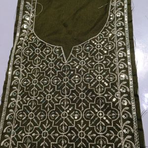 Neck Embroidery Patch Mehendi Green Golden Colour