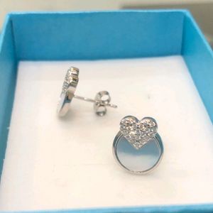 Heart Shape Zirconia Earrings Pure Silver 925