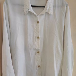 Lace Colar White Tops