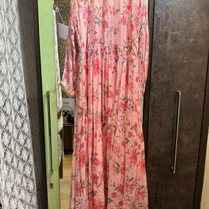 Designer Pink Floral Gota Patti Ethnic Gown