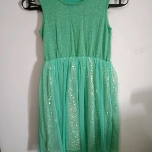 Green Frock With Glitter Work