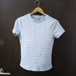 Ribbed Cotton Blue Top