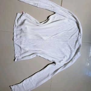 White Full Sleeve Knit Top