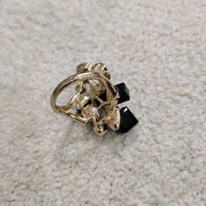 Black Rose Flower Ring