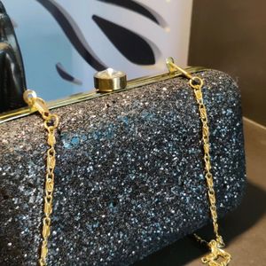 Party Sequin Black Clutch