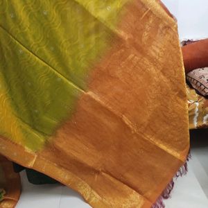 Silk Saree With Stone Work