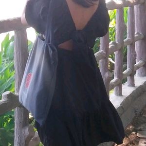 Black mini backless dress