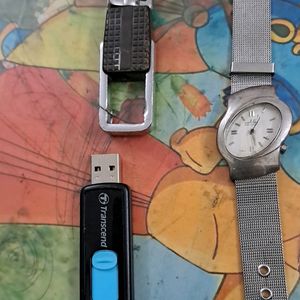 Combo Of Not Working Watches, Keychain,pendrive