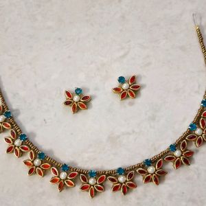 Ad Stone Plus Kundan Simple Short Chain