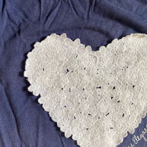 Flower Embellish Heart T-shirt