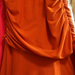 Orange Rhinestone Party Long Dress