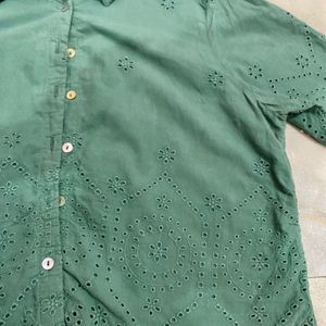 Sea Green Crop Shirt