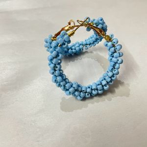 Light Blue Beads Hoop Earring