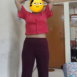 High Waisted Maroon Trouser