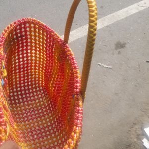 Hand Made Red With Yellow Wire Bag