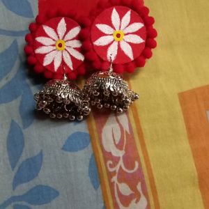 HomeMade Jewlarry RedChoker ,Jhumka Set, Bangels 4