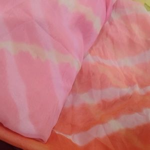 Laheriya Pink And Orenge Saree