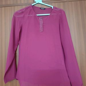 Sheer Violet Sequence Embroidery Top